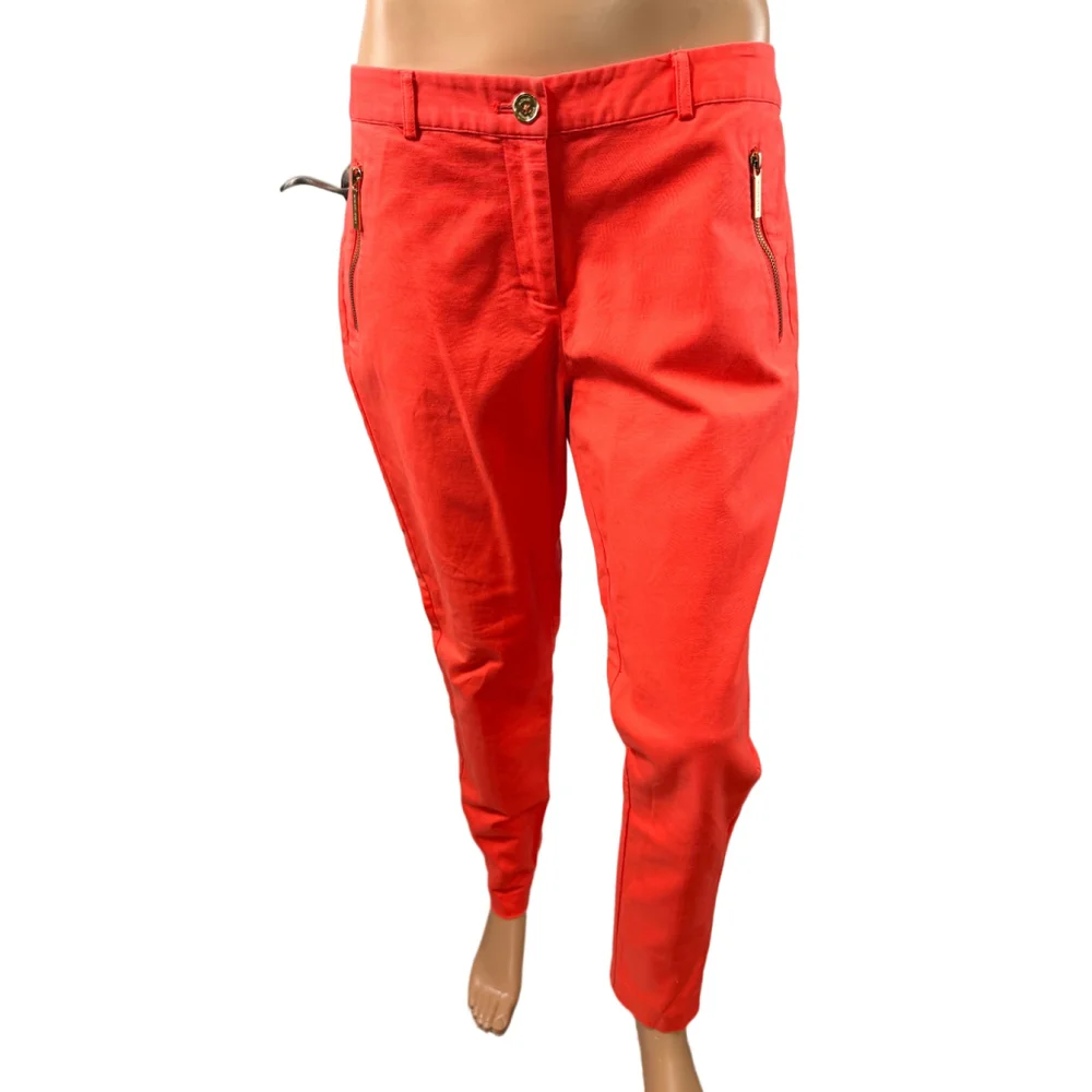 Women's Michael Kors Orange Cropped Pants 8 City Chic Preppy Modern Chic Classic